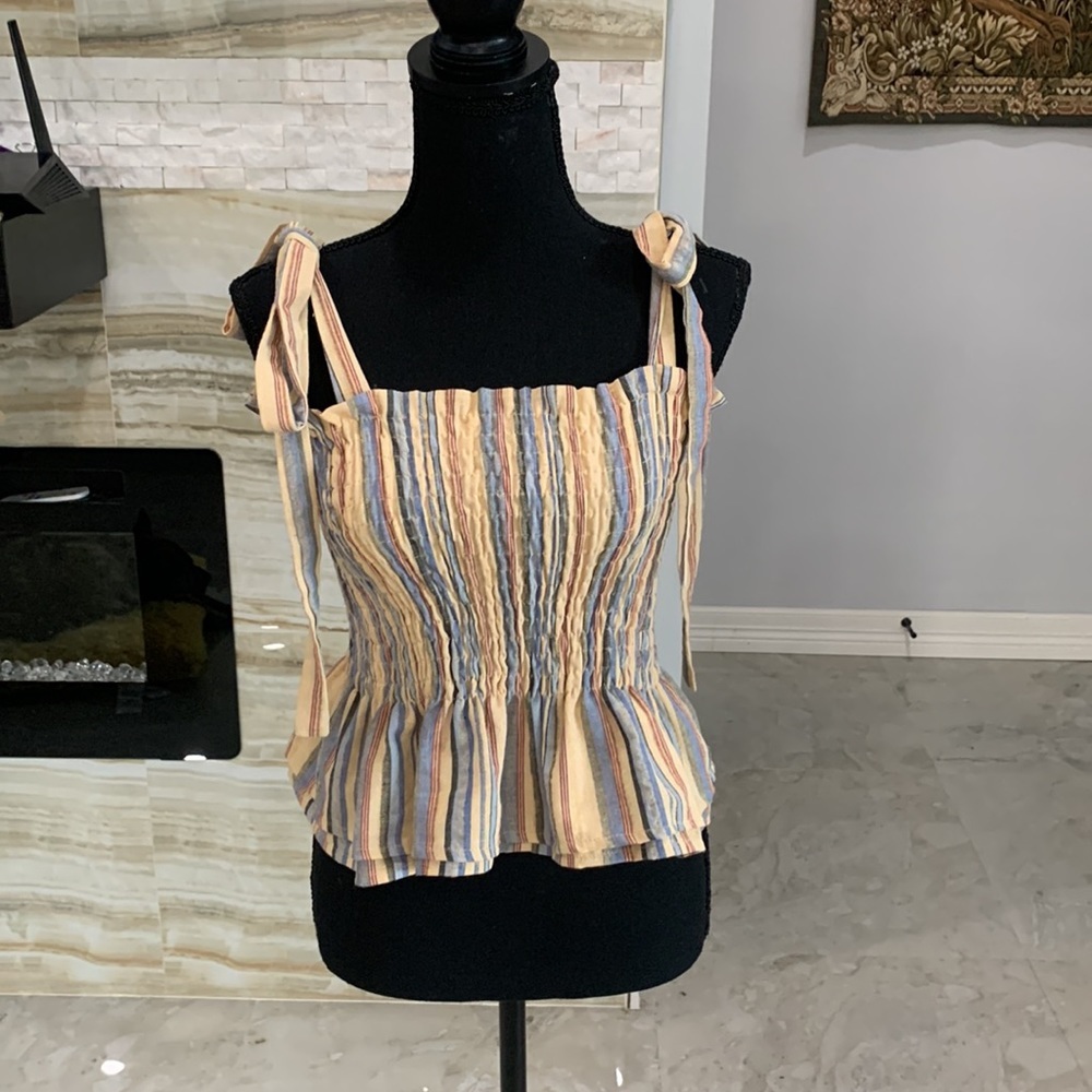 Women’s Striped Bow Tie Top. Size S (300)